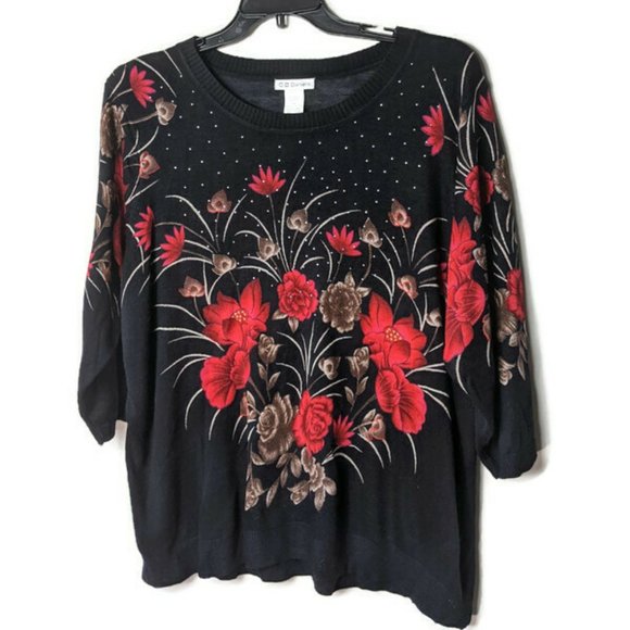 C.D. Daniels Sweaters - Black Floral Thin Sweater